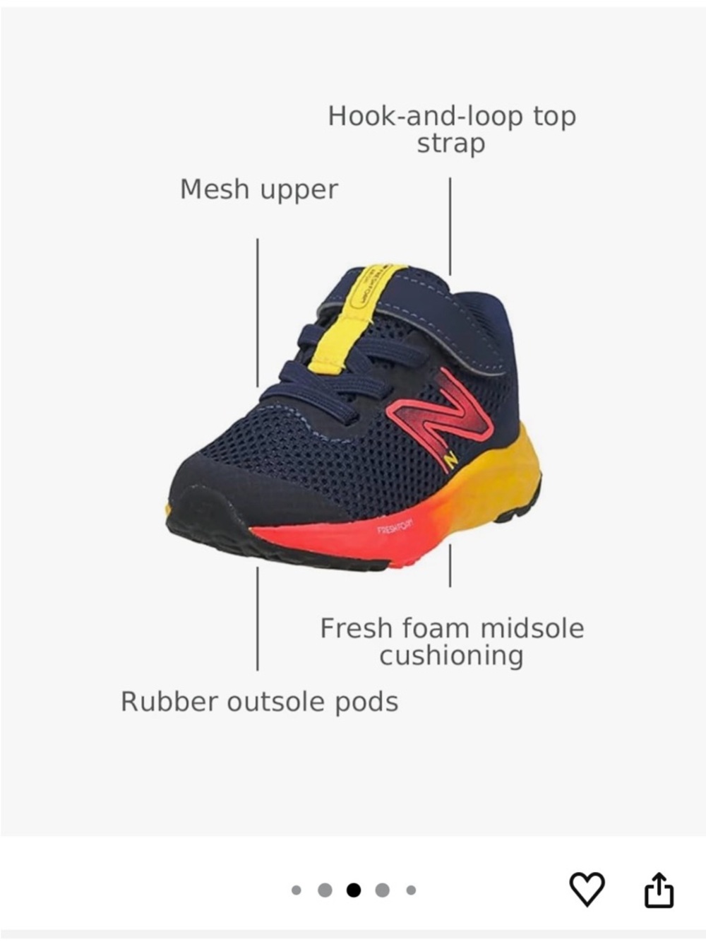 New Balance Kids' Fresh Foam Arishi V4 Running Shoes. Toddler size 9.5 WIDE.